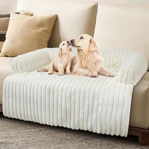 Wn's Day Luxurious Dog Couch Bed, Washable Calming Dog Couch Cover, Removable Couch Protector for Dogs, Waterproof Sofa Bed, Pet Bed Mats for Couch, Pet Couch Covers for Sofa(White, XL) (X-Large(45*37*6 In))