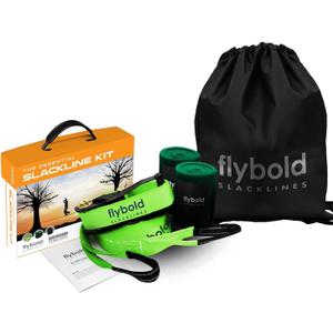 Flybold 57ft Slackline Kit - Slack Lines for Backyard for Kids and Adults with Tree Protectors, Carry Bag and Ratchet - Ninja Slackline Obstacle Course and Balance Rope for Core Strength Training