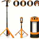 Rechargeable LED Camping Light with Tripod Stand, 2700 Lumen Portable Work Light, IP65 Waterproof Magnetic Base Light for Outdoor Camping, Garage, Repair,Black (Orange)