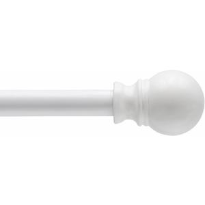 Kenney KN55250 Davenport Ball End Petite Caf Decorative Window Curtain Rod, 28-48" Adjustable Length, White Finish, 1/2" Diameter Steel Tube