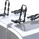 Leader Accessories Folding Kayak Rack 4 PCS/Set J Bar Car Roof Rack for Canoe Surf Board SUP On Roof Top Mount on SUV, Car and Truck Crossbar with 4 pcs Tie Down Straps