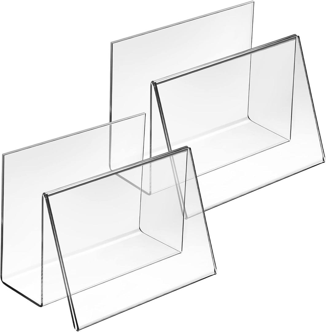 Vicenpal 4 Pcs Clear Acrylic Postcard Holder Business Card Holder Greeting Card Display Clear Business Card Stand Rack for Index Card Organizer Desk Table Home Office School, 6 x 4.25 x 4.5 Inch