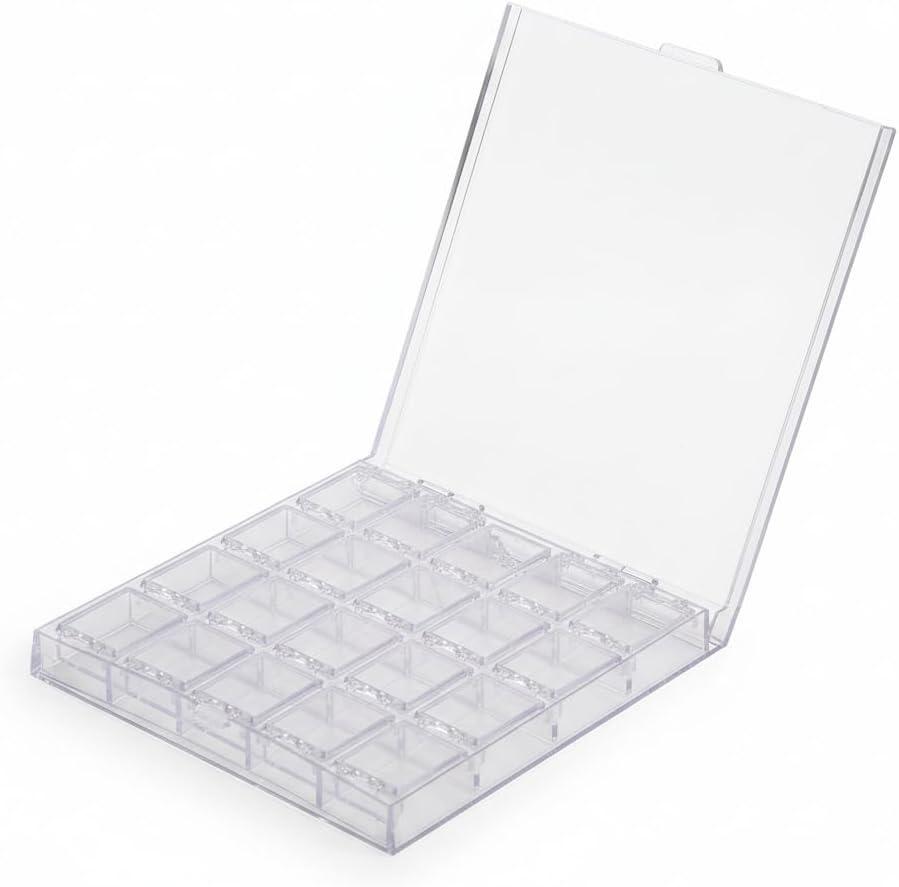 20 Grids Clear Bead OrganizerStorage Box, Transparent Acrylic Nail Art Decorations Container Rhinestone Beads Case for Jewelry, Art Craft with Dividers,