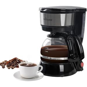 5 Cup Coffee Maker, Compact Small Coffee Machine for 1-2 People, 0.75L Glass Carafe, 2-Hour Auto Shut-Off, 650W Fast Brew, Space Saving for Apartment, Dorm & Office (Silver and black)