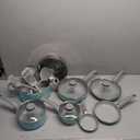 Mueller 16-Piece Non-Stick Stone Cookware Set with Steamer and Glass Lids, Turquoise