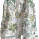MARSVOVO Floral Printed Bohemian Jumpsuits for Women Sleeveless Spaghetti Strap Rompers Wide Leg Bib Overall with Pockets (Large)