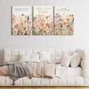 3Pcs Christian Floral Canvas Wall Art Prints Bible Scripture Wildflowers Paintings Flowers Pictures Wall Decor for Church Prayer Room Living Room Home Decoration 16x24IN