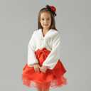 Abbyabbie.Li Flower Girl Dress Coat,Girl Cozy Faux Fur Bolero Shrug Accessories Princess Cape (White, S)