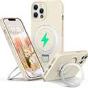 Liquid Silicone Case for iPhone 11 pro MAX with Magnetic Ring Stand, Upgraded Camera Lens Protection, Mil-Grade Drop Shockproof, Anti-Scratch Microfiber Lining Silicone Case (Beige)