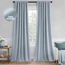 MIULEE 100% Blackout Curtains 50*96 Inch Long 2 Panels Set for Bedroom, Thick Faux Linen Black Out Curtain Room Darkening Back Tab Pleat Window Textured Drapes with Hooks for Living Room, Chambray Blue