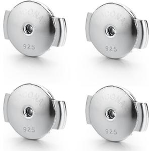 White Gold Plated Locking Earring Backs for Studs, Hypoallergenic Secure Earring Backs Replacements for Earrings Notch Post 3 Pack