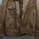 HOOD CREW Men’s Genuine Cowhide Leather Jacket Black Hooded Motorcycle Biker Jacket for Men, XL