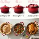 6 Quart Dutch Oven Pot with Lid, Non Stick Enameled Cast Iron Dutch Oven for Bread Baking, Heavy-Duty, Oven Safe Ceramic Cookware Up to 500F for Baking, Braising, Stews, Roasting, Red