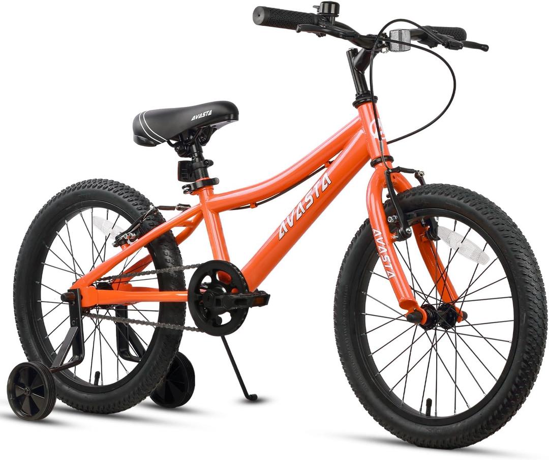 AVASTA Bilbo 18 20 24 Inch Kids Bike for Boys Girls 5-14 Years Old, Retro Style High Carbon Steel Bicycle with Adjustable Handlebars and Seat, Dual V-Brakes, Kickstand, Multiple Colors