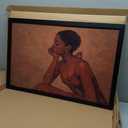 African American Gold Framed Wall Art Moody Portrait Painting Wall Decor, 24"L x 16"W