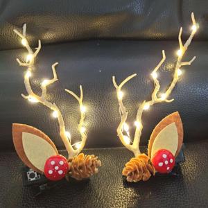 BSLVWG Christmas Hair Clips LED Christmas Glowing Hairpin Elk Antlers Feathers Headdress Tree Branch Hair Clips Colorful Xmas Headpiece Hair Dress Festival Hair Accessories for Women (08)