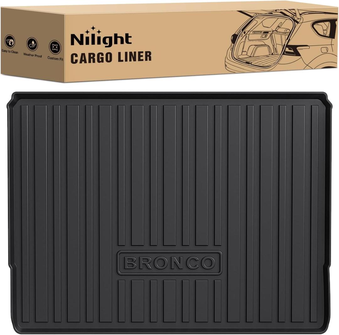 Nilight Cargo Mats for Ford Bronco 4 Door 2021 2022 2023 2024 2025
