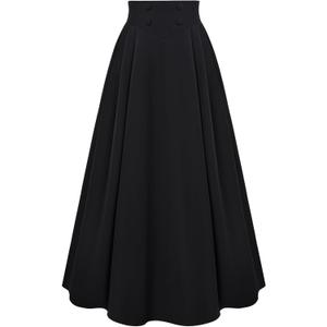 Scarlet Darkness Victorian Skirts for Women Renaissance High Waisted Long Skirt with Pockets (XX-Large, Black)