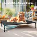 Veehoo Outdoor Elevated Dog Cot Bed, Cooling Raised Pet Bed for Large Dogs, Washable Breathable Mesh Hammock Bed with No-Slip Feet, Indestructible Ground Off Training Platform Cot-42"x30" Black (42.0"L x 30.0"W x 7.0"Th)