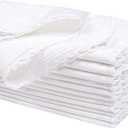 Hausattire Cloth Napkins 12 Pack 20x20 Inches Flax Cotton Washable and Reusable Table Dinner Napkins with Lace for Easter Basket Decor and Parties| Highly Absorbent Cloth Napkins|White