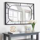 Gold Tempered Living Room Mirror, 36"x24" Large Decorative Wall Mirror with Irregular Metal Frame, Modern Accent Mirror for Bathroom, Bedroom, Entryway (36"L x 24"W)