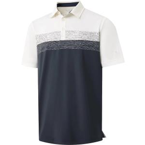 Rouen Polo Shirts for Men Quick Dry Regular Fit Casual Color Block Chest Print Active Short Sleeve Collared Mens Golf Shirt (L)