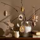 DN DECONATION Easter Hanging Ornaments, Rustic Wooden Bunny & Egg Decor with Embossed Pattern - Farmhouse Holiday Spring Tree, Table & Door Decorations DIY Gift Set of 12 (Brown, White and Yellow)