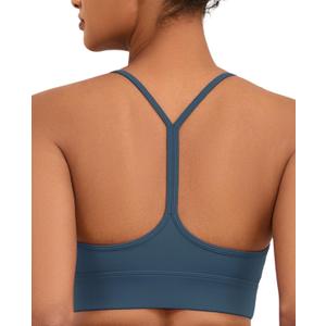 Womens Y-Back Sports Bra, Weightless Padded Yoga Bra, Spaghetti Strap Low Impact Gym Top for Workout & Daily Wear (XS)