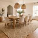 FRELISH DECOR Hand Woven Jute Area Rug 8'x10'- Geometric Design (Natural)
