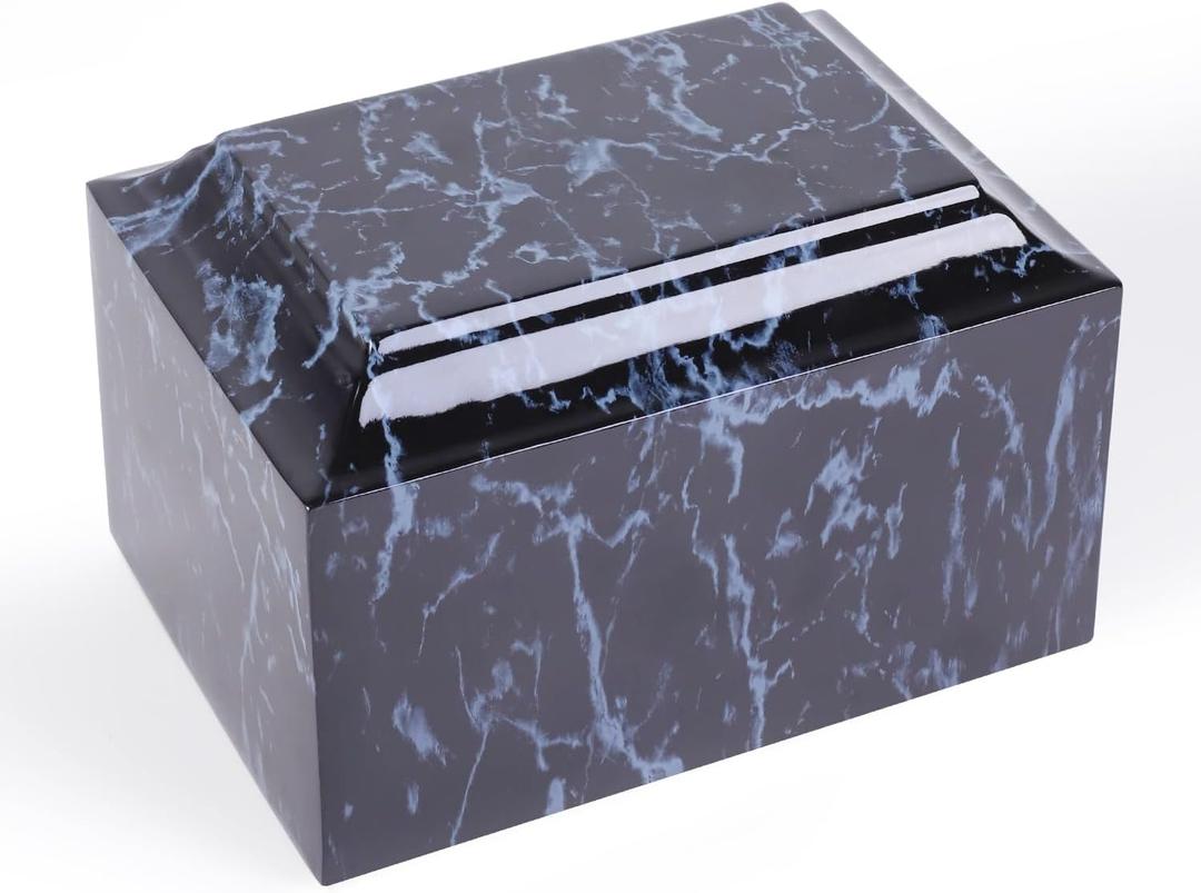 Rsobl Black Marble Cremation Urn Vault for Human Ashes, Adult Sized for Ground Burial, Home Memorial and Funeral Use