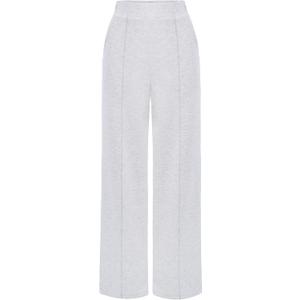 AFITNE Women's Wide Leg Work Pants High Waist Pull On Business Casual Pants Lightweight Lounge Slacks with Pockets 29"/31" (Large, Grey White)