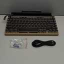 Retro Typewriter Wireless Mechanical Gaming Keyboard, Bluetooth 5.0 Office Computer Vintage Keyboards 83-Key Blue Switches Punk Round Keycap, LED Backlight, Compatible with PC/Laptop/Pad/Phone, Wood