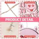 Happy Valentine's Day Door Sign Pink Wooden Valentine's Welcome Wall Hanger with Hand-drawn Heart, Latte, Xoxo, Smile Rustic Hanging Wall Plaque Wreaths Decor for Front Door Porch Farmhouse