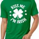 St Patricks Day Shirt Men Green Shamrock Irish Tshirts Short Sleeve Funny Graphic Tee Tops (Green, XL)