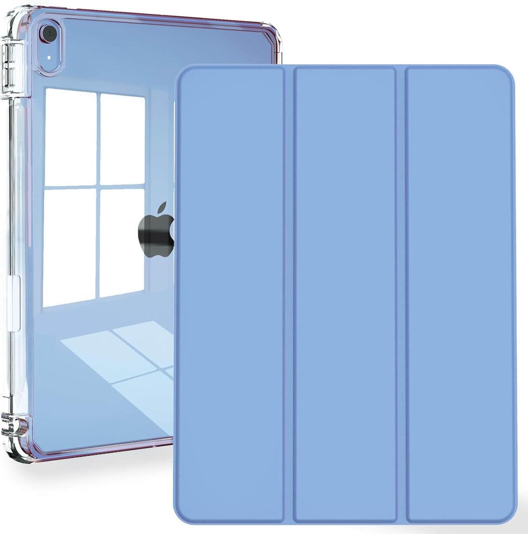 Feams Case for iPad 10th Generation 10.9 Inch Case, Slim Lightweight Trifold iPad 10.9 Case Clear Back Transparent Cover with Pencil Holder & Auto Sleep/ Wake for iPad 10th Gen 2022, Blue