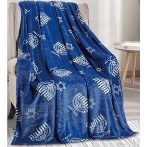 Maccabbee Collection Microplush Holiday Throw Blanket (60" X 50") - Hanukkah Menorah