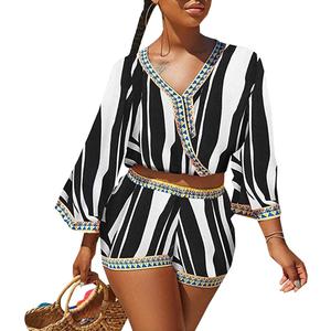 LalaLin Women's 2 Piece Beach Outfits Floral Print (Black, S)