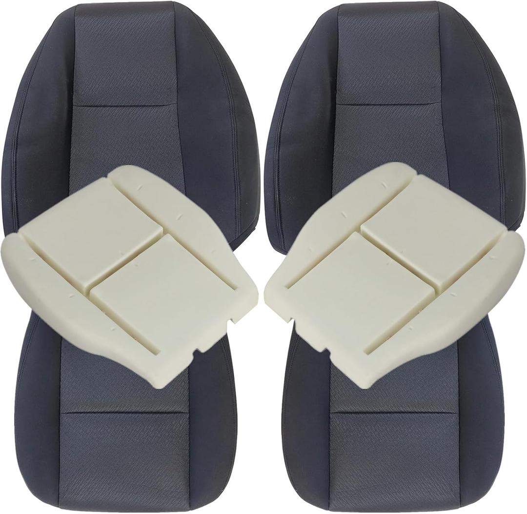 Pripirlod Black Cloth Driver & Passenger Side Bottom and Top Back and Foam Cushion Replacement Seat Cover Compatible with Chevy Silverado 1500 2500HD 3500HD 2007 2008 2009 2010 2011 2012 2013 2014