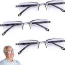 3 Pcs Intelligent Dual Focus Glasses Suitable for Reading, Presbyopia Glasses for Women, Anti-Radiation Blue Light, Computer or Tv, Suitable for Men and Women (Grey)