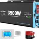 3500W Pure Sine Wave Power Inverter with Transfer Switch, 12V DC to 120V AC Converter, 7000W Peak, Auto Switch to Shore Power, Remote LCD Controller, USB & Type-C for RV, Truck, Off-Grid Heavy Duty