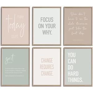 Inspirational Motivational Office Decor Posters Prints Unframed Set of 6, Minimalist Pastel Wall Art Print Decor, Positive Affirmations Team Teamwork Difference Maker Wall Picture, 8"x10" Unframed