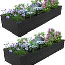 8x2x1FT(2PCS) Galvanized Raised Garden Bed Kit Metal Planter Boxes,Large Outdoor Planters Garden for Planting Vegetables,Flowers,Herbs -Black