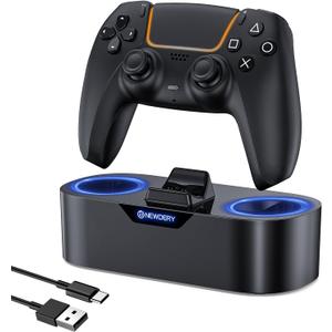 NEWDERY PS5 Controller Charger Station, Fast Charging Dock for PlayStation 5 Controllers, Single Controller Charging Stand Replacement for PS5 Controller & DualSense Edge Controller, Black