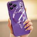 for iPhone 17 Pro Case with 1x Screen Protector, [Compatible with MagSafe] [Integrated Camera Protection], Non Yellowing Slim Cute Women Girly Magnetic Cover for iPhone 17 Pro 6.3", Purple
