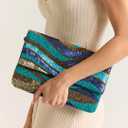 Makin' Waves Women's Blue & Gold Beaded Clutch, 12 x 8 inches