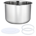 Stainless Steel Inner Pot 6 Qt, Compatible with Instant Pot 6 Quart Inner Pot Polished Surface 0 Coating, Includes 2 Sealing Rings 1 Sealing Caps