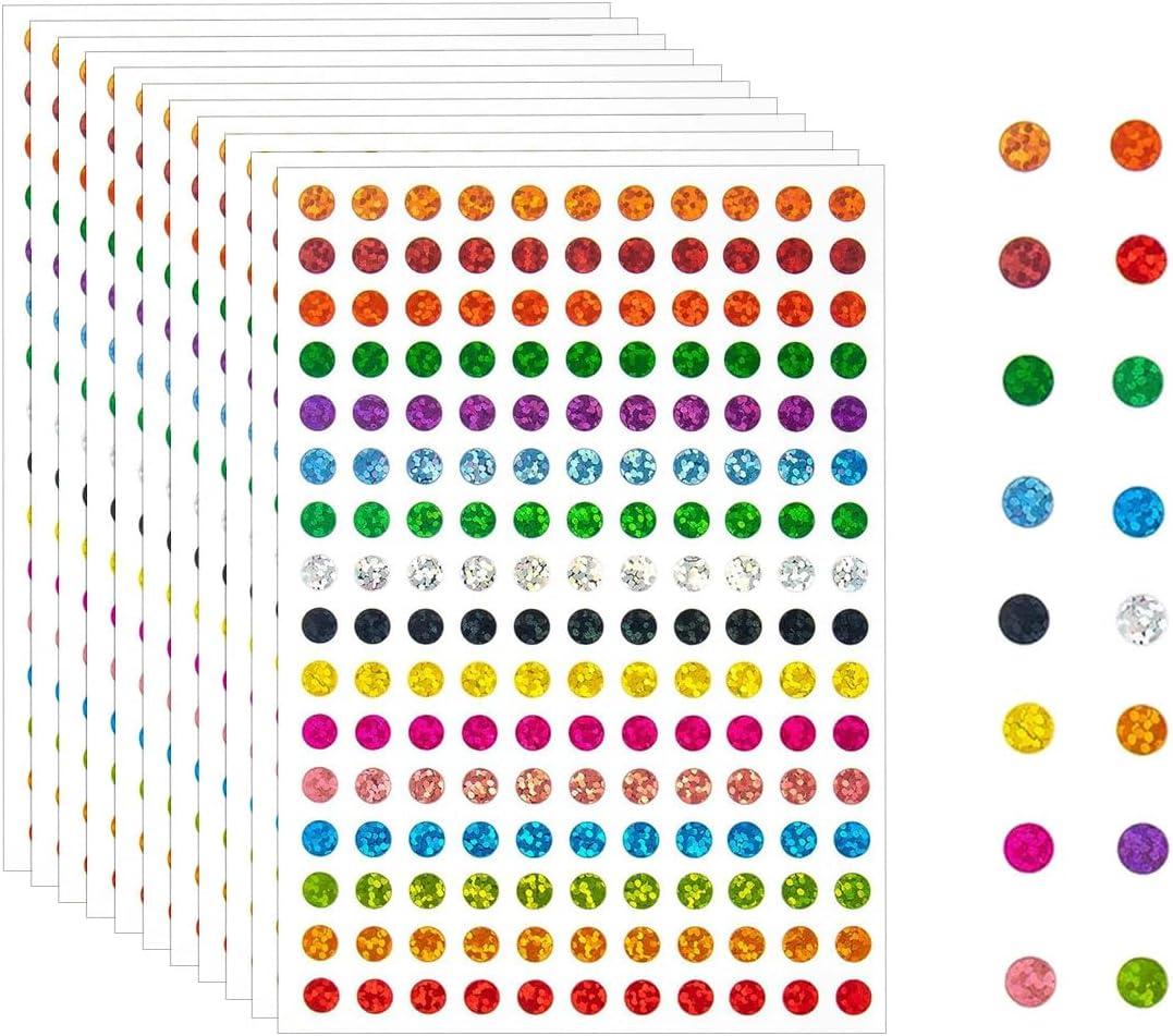 20 Sheets Color Coding Labels - Laser Shiny Sparkle Circle Dot Stickers, 1/4" Round Sparkle Dot Stickers