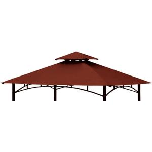Grill Gazebo Replacement Canopy Top Cover 58 Double Tiered BBQ Roof ONLY FIT for Gazebo Model L-GG001PST-F (Burgundy)