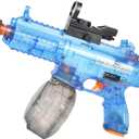 Battle Blaster Electric Water Gun with Muzzle Flame for Adults/Kids, 22 FT Long Range Auto Water Blaster, Summer Pool and Beach Toys. (M4-Transparent Blue)