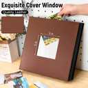 Colemoly Photo Album 4x6 600 Photos Leather Cover Large Capacity Album with Window Design Holds 600 Pictures of Family, Storing Precious Memories(Brown, 600 Pockets)